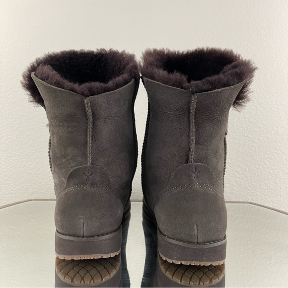 EMU AUSTRALIA Dark Brown Suede Sheepskin Leather Bells Beach Lo Shearling Boots - Picture 6 of 14
